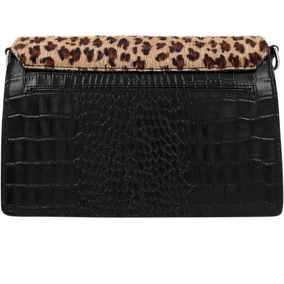 BRIGHTON El Paso LEON Leopard Black Leather Cross Body Bag Handbag - Picture 6 of 8